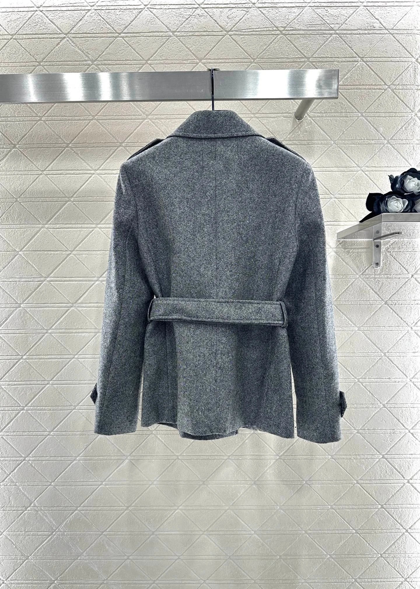 CN Guangdong Wool Coat For Women Belted Double Breasted