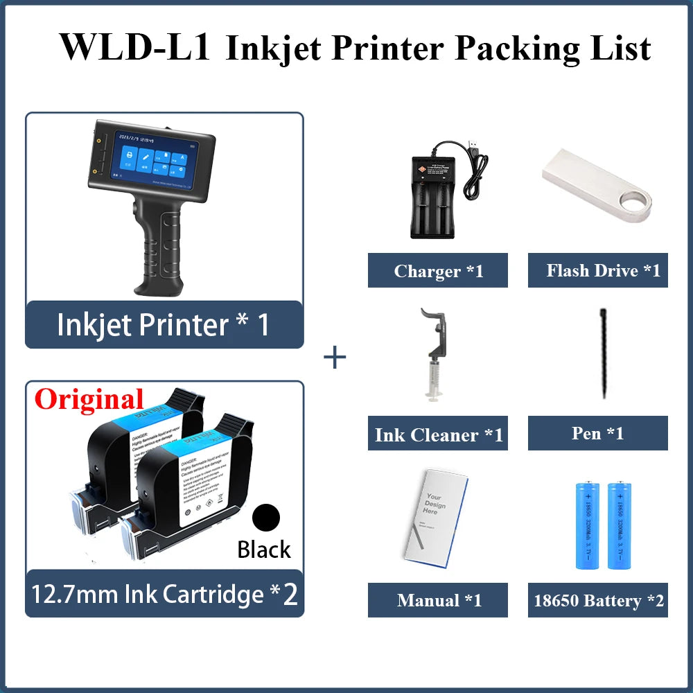 WILLITA Portable Inkjet Printer for Batch Numbers Barcodes