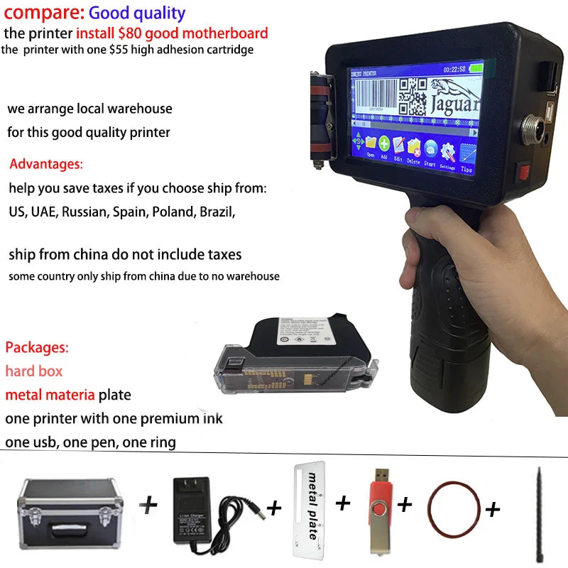 Yaomatec 1760H Handheld QR Code Printer TIJ Inkjet System
