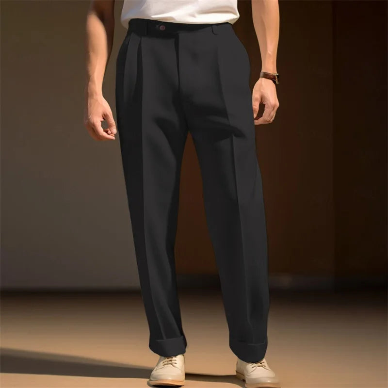 Hirigin Men Flat Front Dress Pants Regular Fit Casual