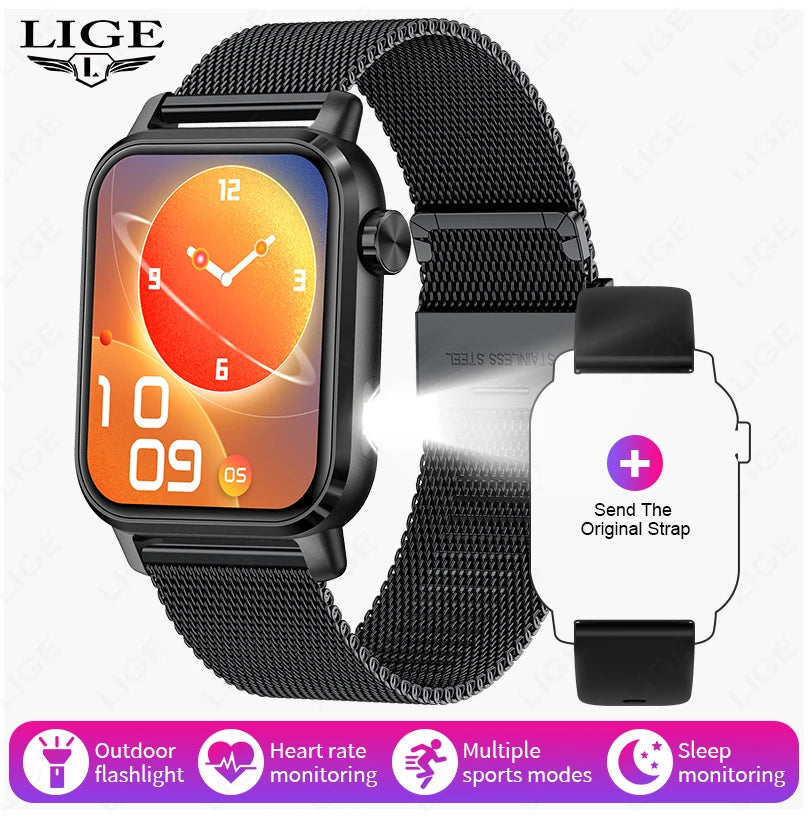 LIGE Smart Watch 1.85 Screen 3D Dial Bluetooth Calling Men