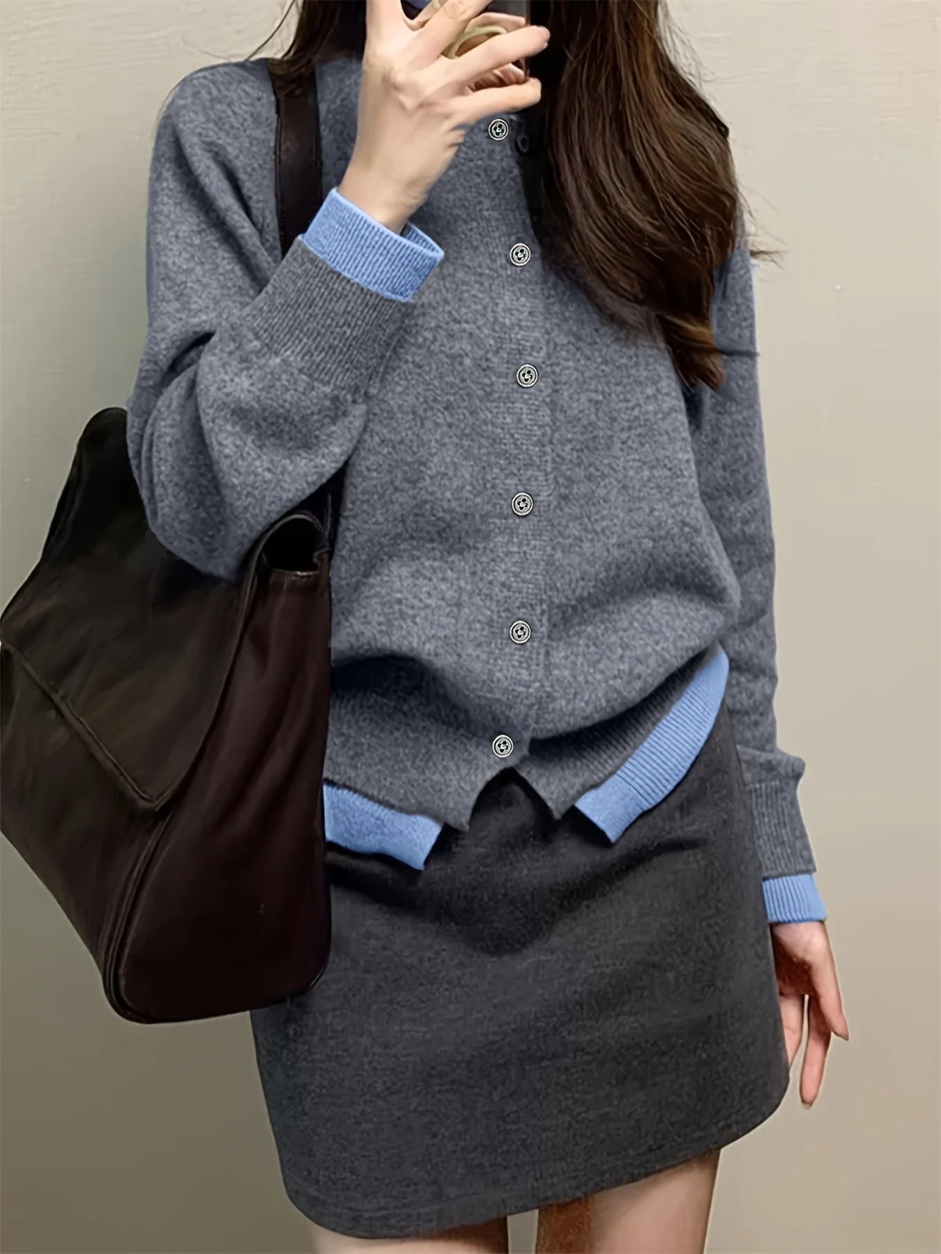 CakuloCN Autumn Winter Knit Cardigan Button Up Sweater