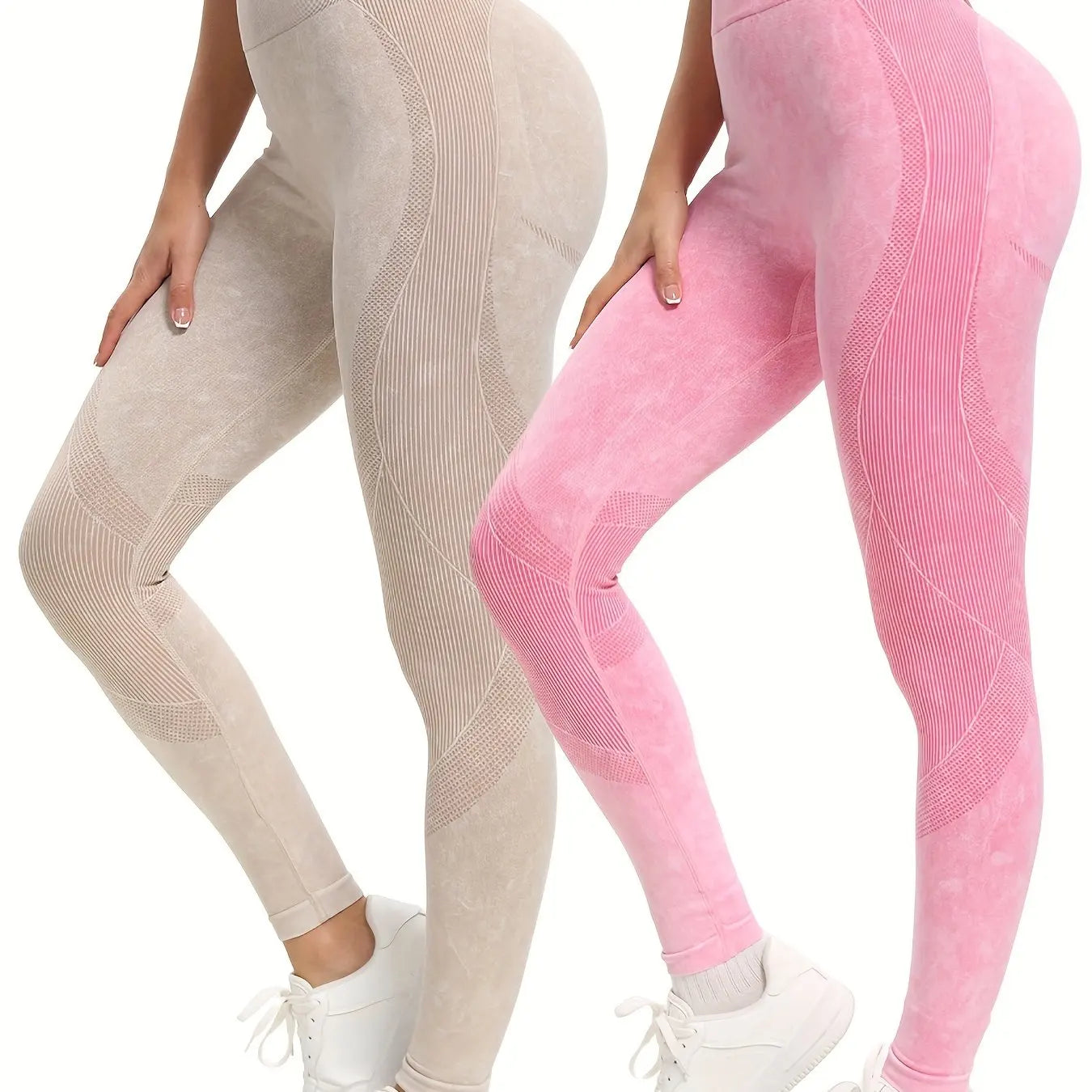 2 Pack Womens High Waisted Seamless Yoga Leggings Butt Lift