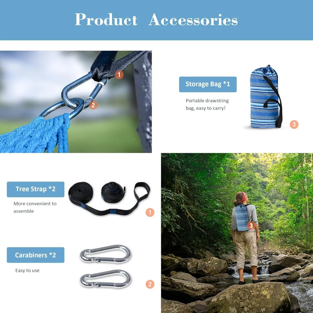 General Use Garden Double Hammock With Curved Spreader Bar