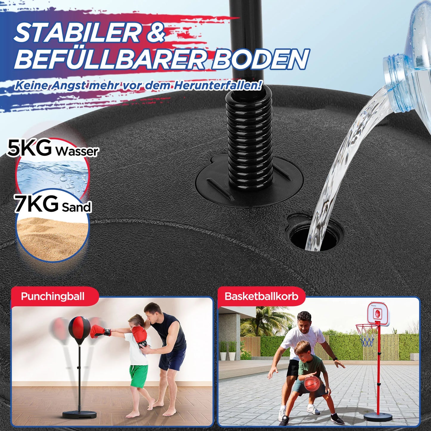 2 In 1 Kids Basketball Hoop And Punching Bag Adjustable