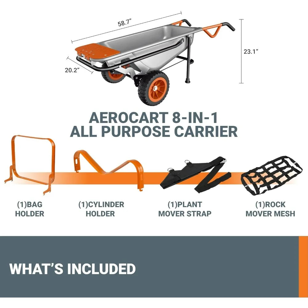 XMSJ Aerocart 8 In 1 Heavy Duty Cart Wheelbarrow Dolly