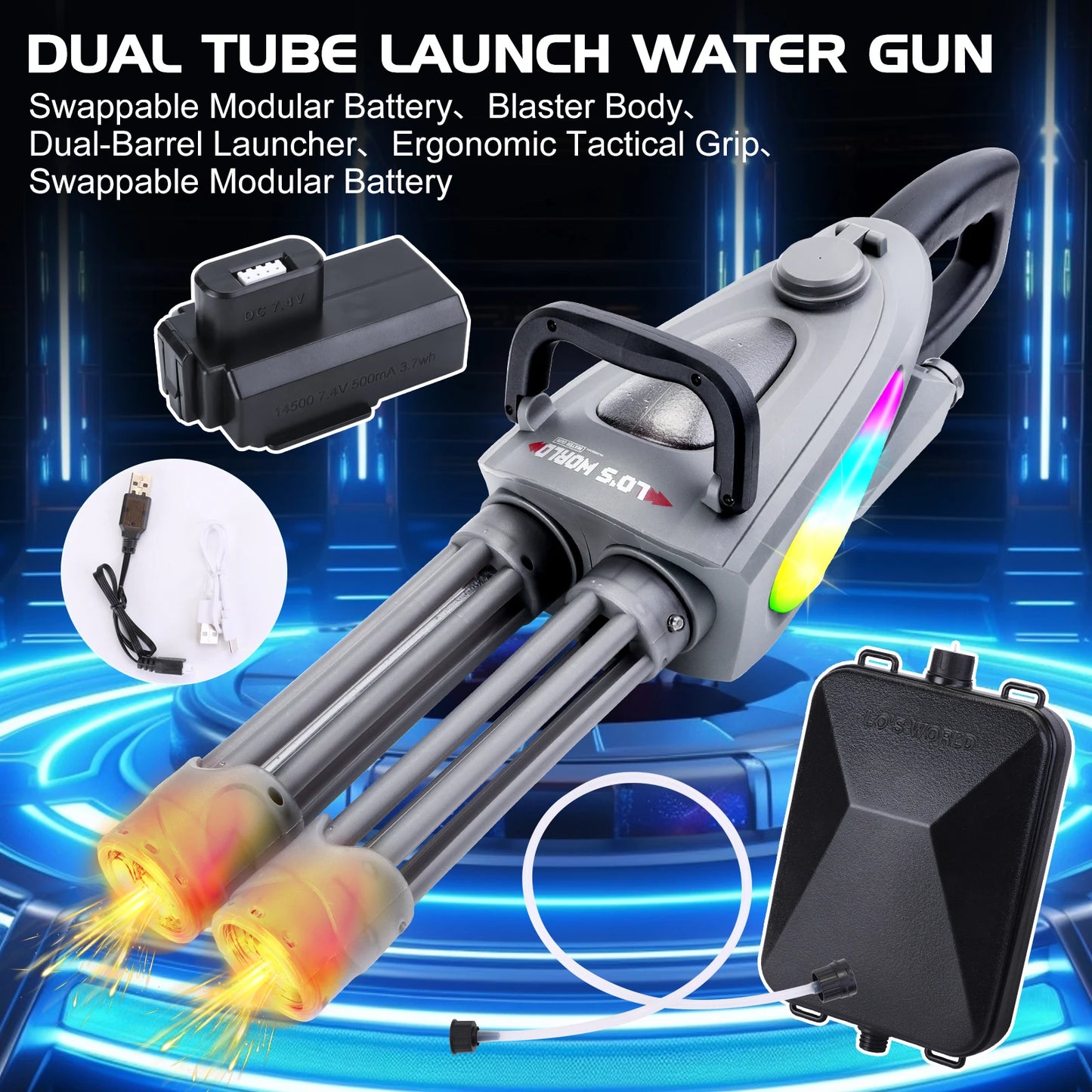 Gatling Electric Water Gun Toy For Kids Barrel Blaster