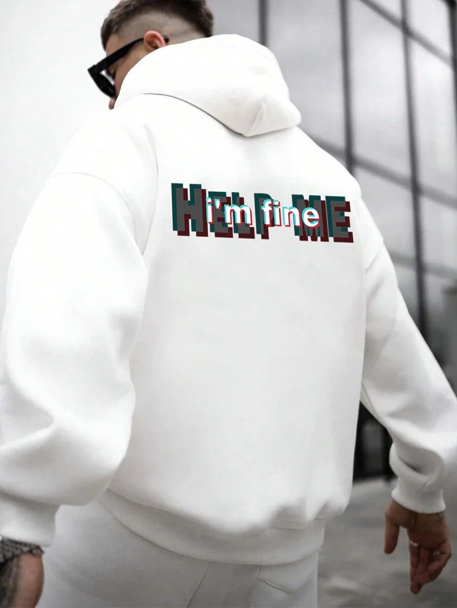 Men's Streetwear Hoodie Monogram Print Cotton Comfort