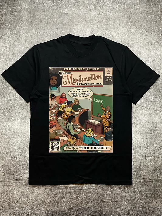 Cotton Mens Round Neck Short Sleeve T Shirt Cartoon Print