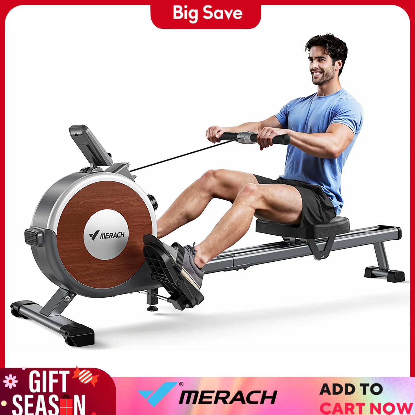 MERACH Magnetic Rowing Machine With 16 Levels Resistance