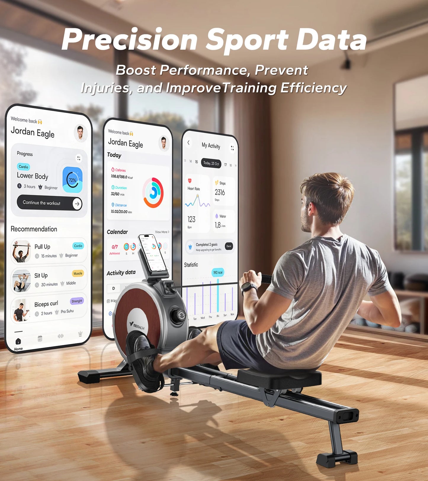 MERACH Magnetic Rowing Machine With 16 Levels Resistance