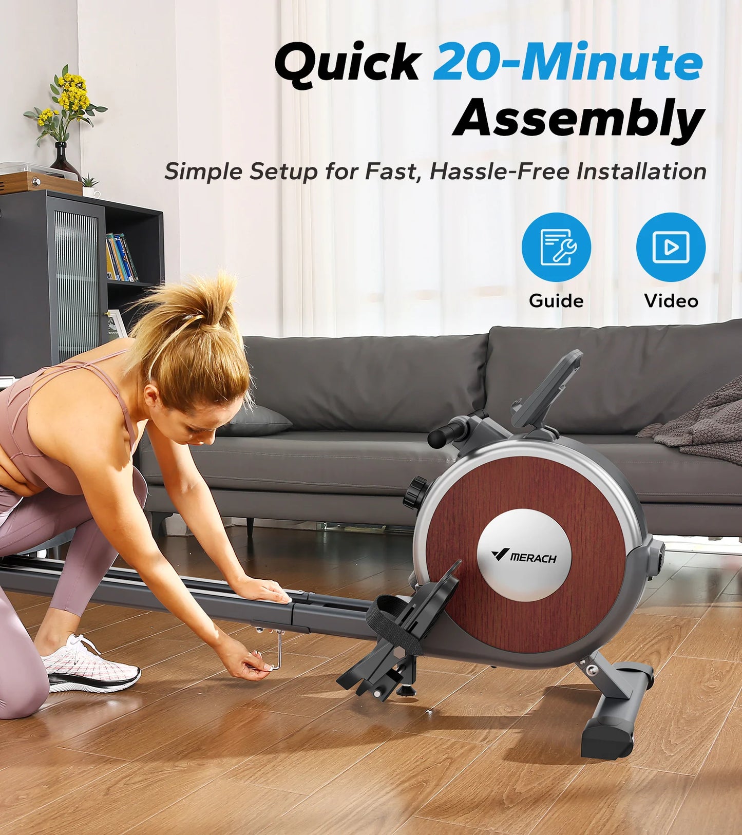 MERACH Magnetic Rowing Machine With 16 Levels Resistance
