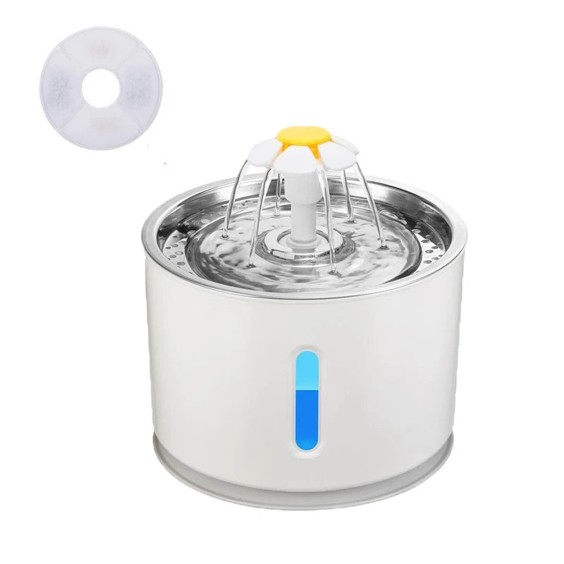 Automatic Cat Water Fountain With LED Lighting USB Feeder