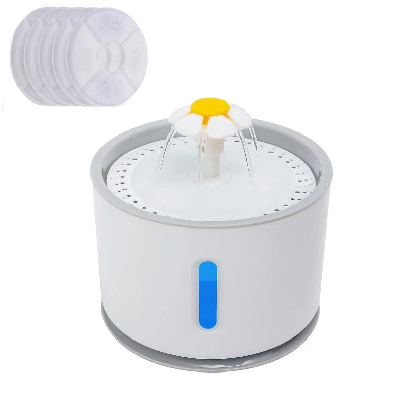 Automatic Cat Water Fountain With LED Lighting USB Feeder