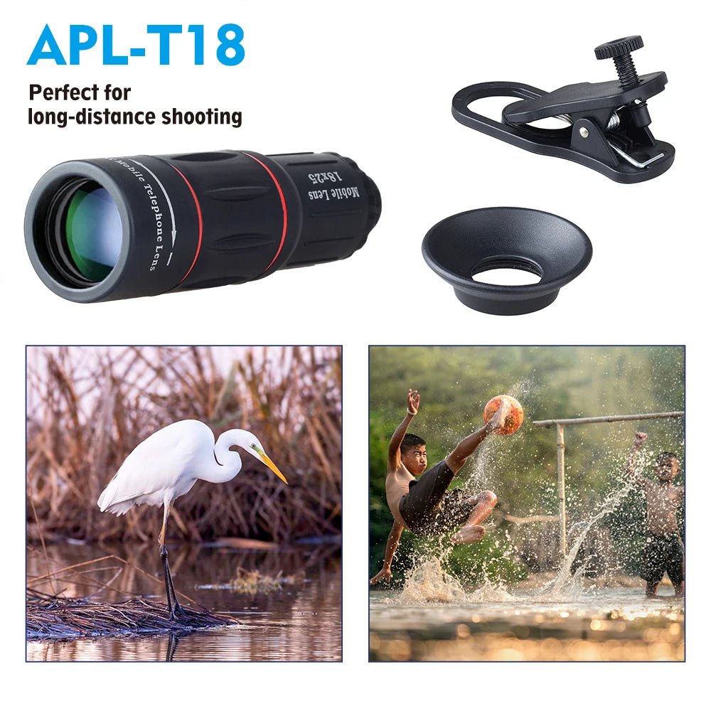 APEXEL 18x25 Telescope Monocular Universal Smartphone Clip
