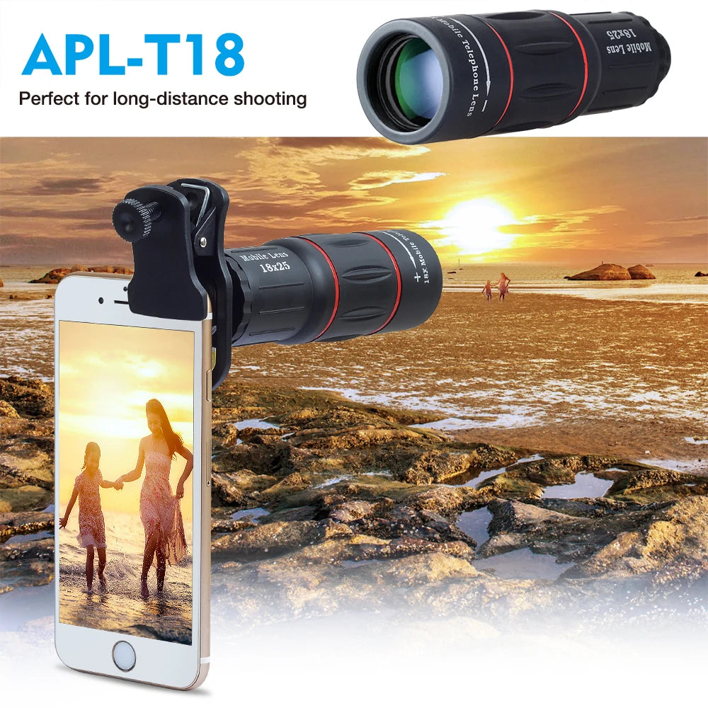 APEXEL 18x25 Telescope Monocular Universal Smartphone Clip