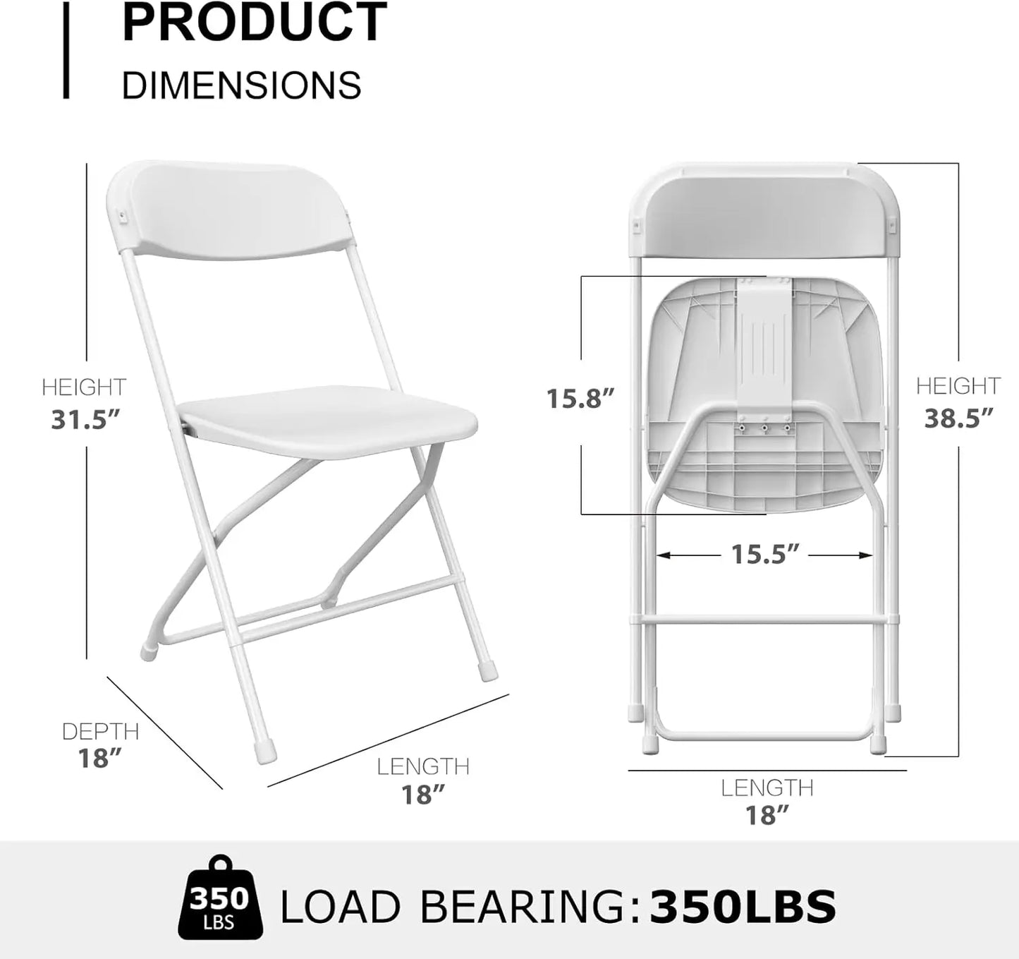 XMSJ Folding Chairs Plastic Stackable Steel Frame Office