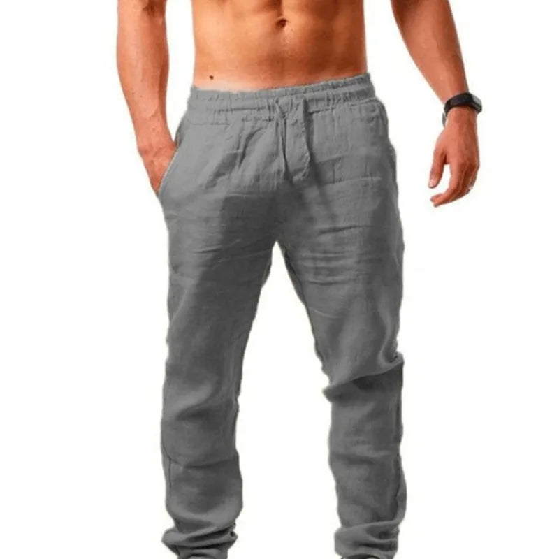 Cotton Linen Pants for Men Casual Spring Summer Loose Fit