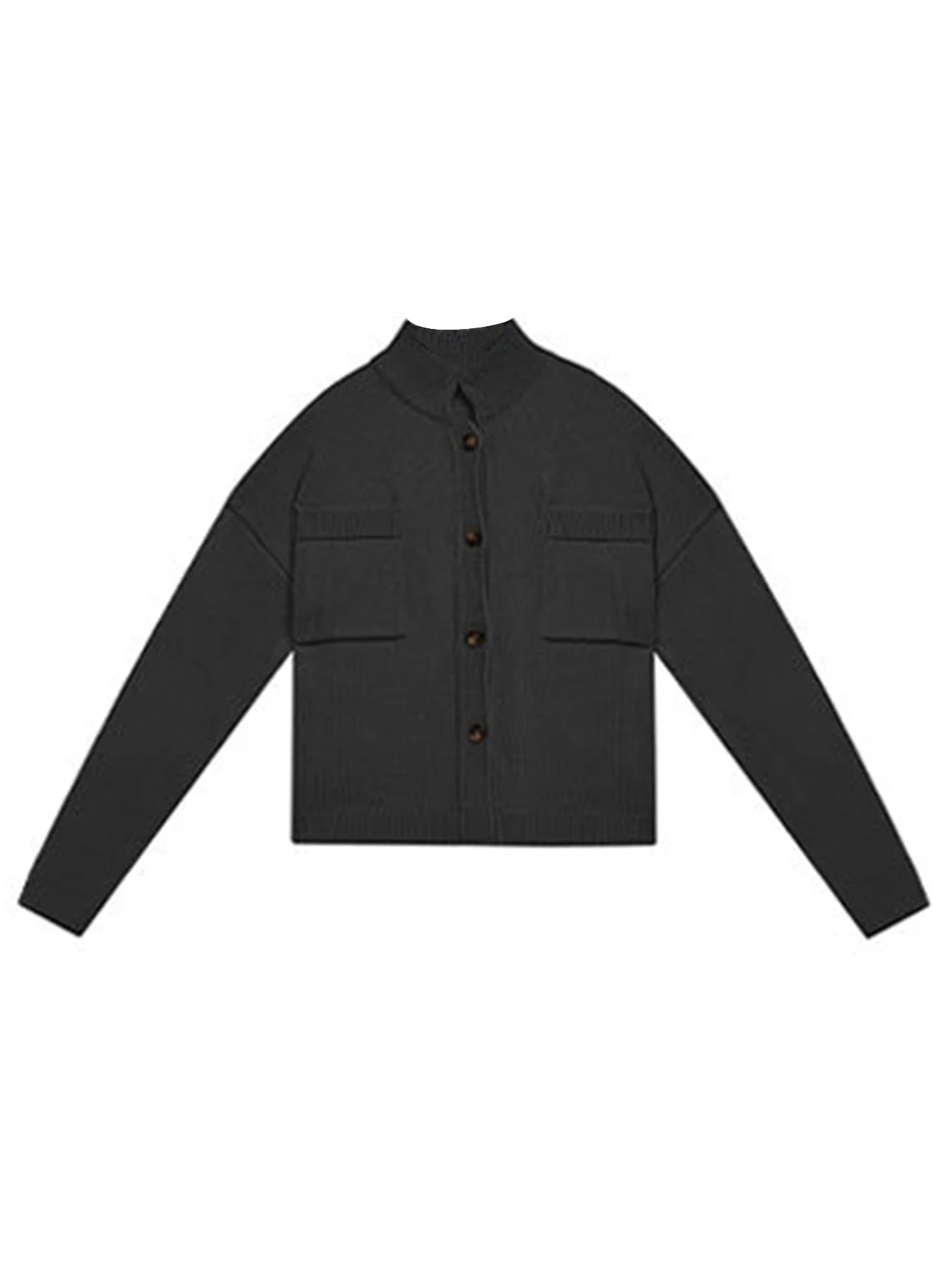 Women Knit Cardigan Long Sleeve Button Up With Pockets