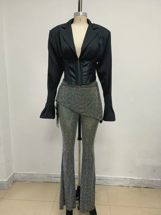 House Of Beauty Winter Coat Set Women Two Piece Blazer Suit