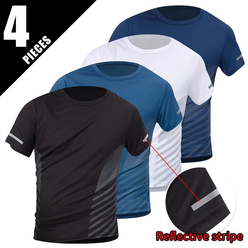 Mens Quick Dry Short Sleeve Sports Tee Solid Color Top