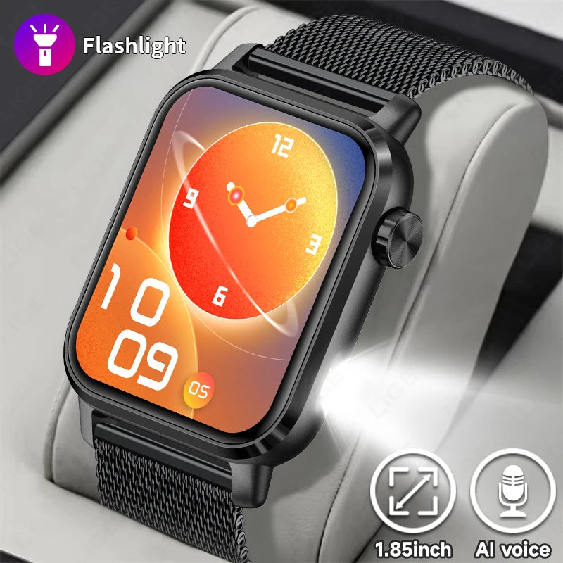 LIGE Smart Watch 1.85 Screen 3D Dial Bluetooth Calling Men