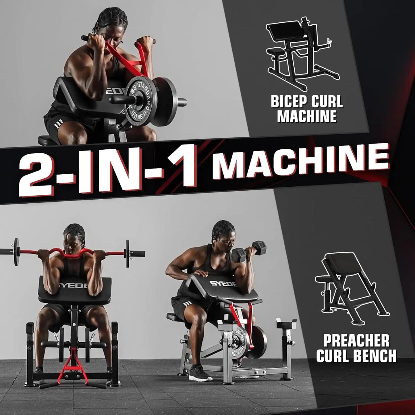 XMSJ Preacher Curl Bench Plate Loaded Bicep Tricep Machine