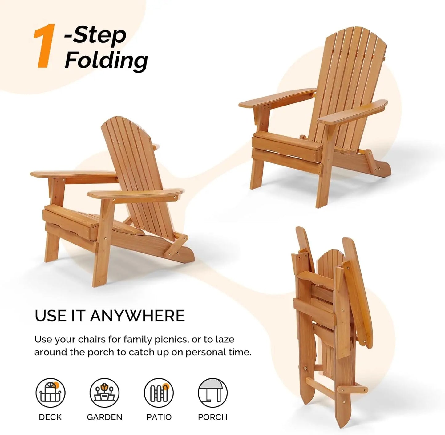 Nu Styles 4Ever Folding Adirondack Chairs Set Of Four