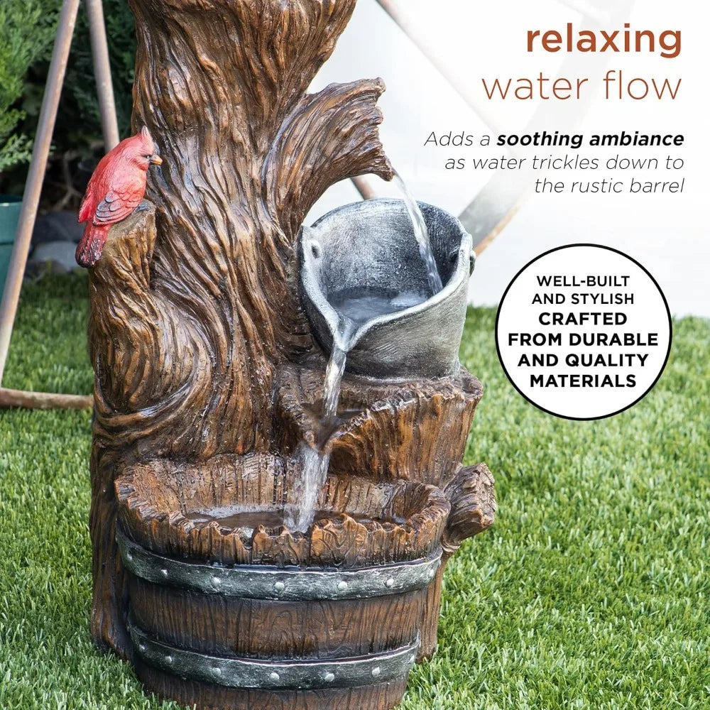 Alpine Outdoor Birdhouse Water Feature Cascading Fountain