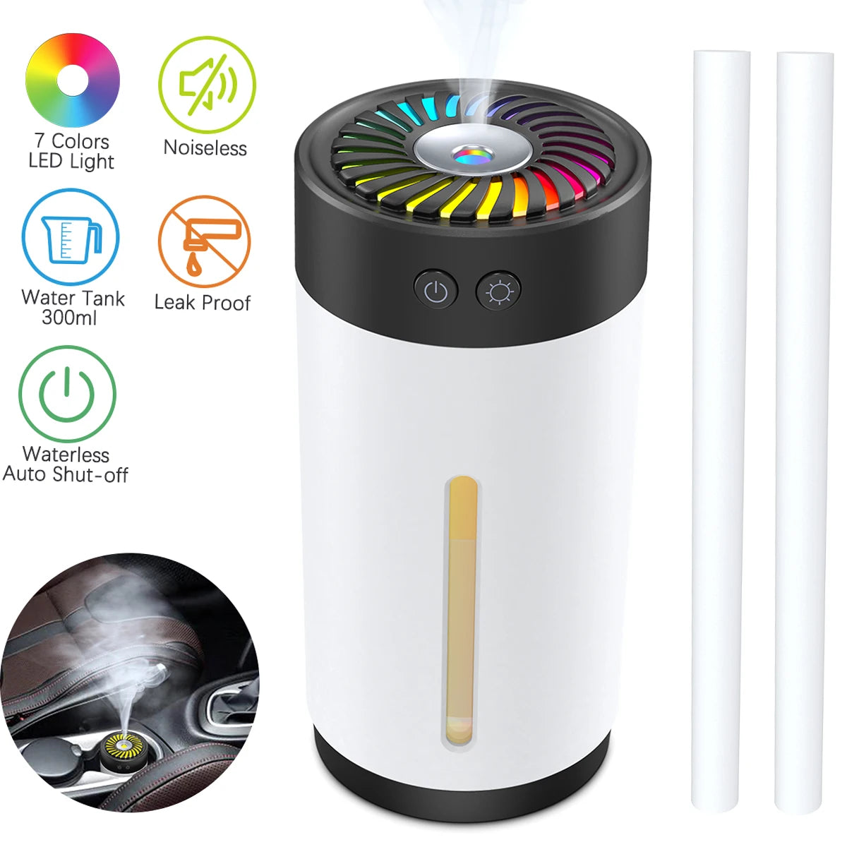 Dodocool 300ml Mini Ultrasonic USB Humidifier 7 Colors Led