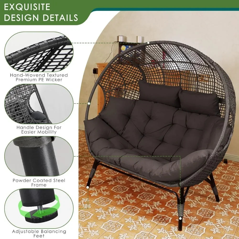 Double Egg Chair Indoor Outdoor Cushioned Loveseat