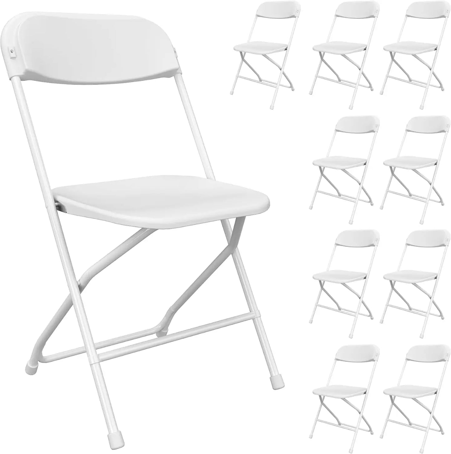 XMSJ Folding Chairs Plastic Stackable Steel Frame Office