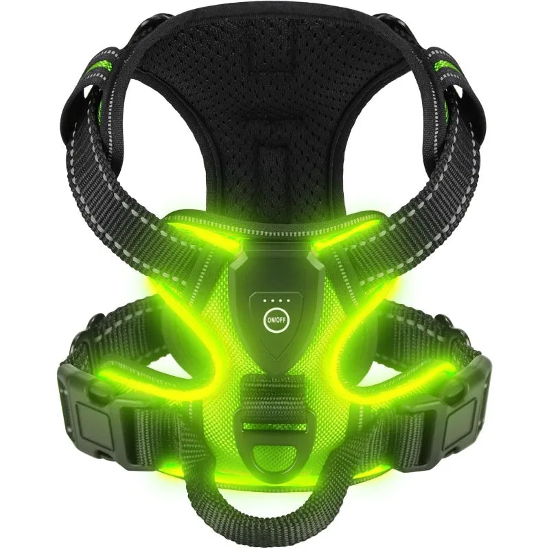 LED Dog Harness with Three Light Modes Rechargeable