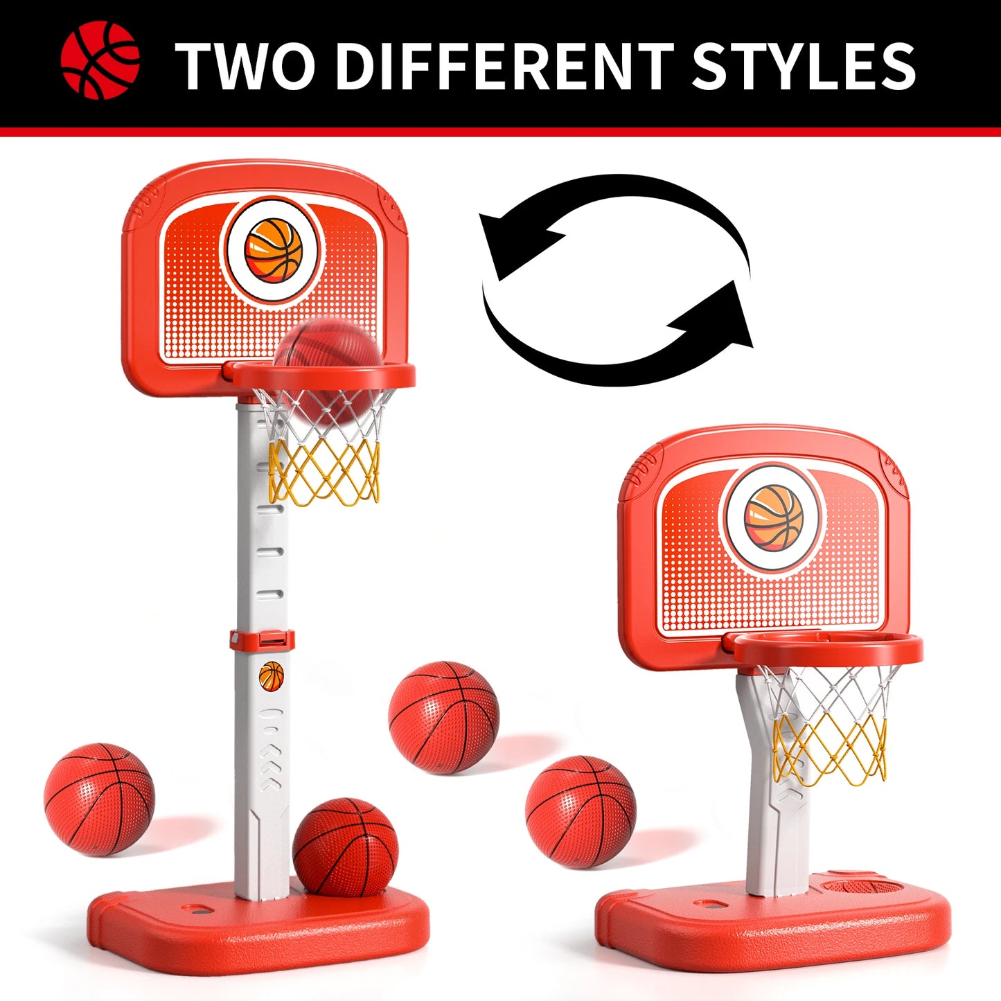 Indoor Outdoor Basketball Hoop Kids 3 To 12 With 4 Balls