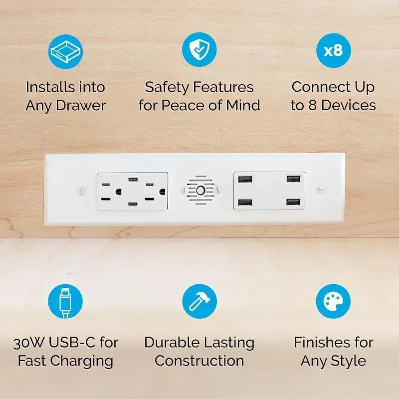 Blade Duo Drawer Outlet With Safety Shutoff And USB Ports