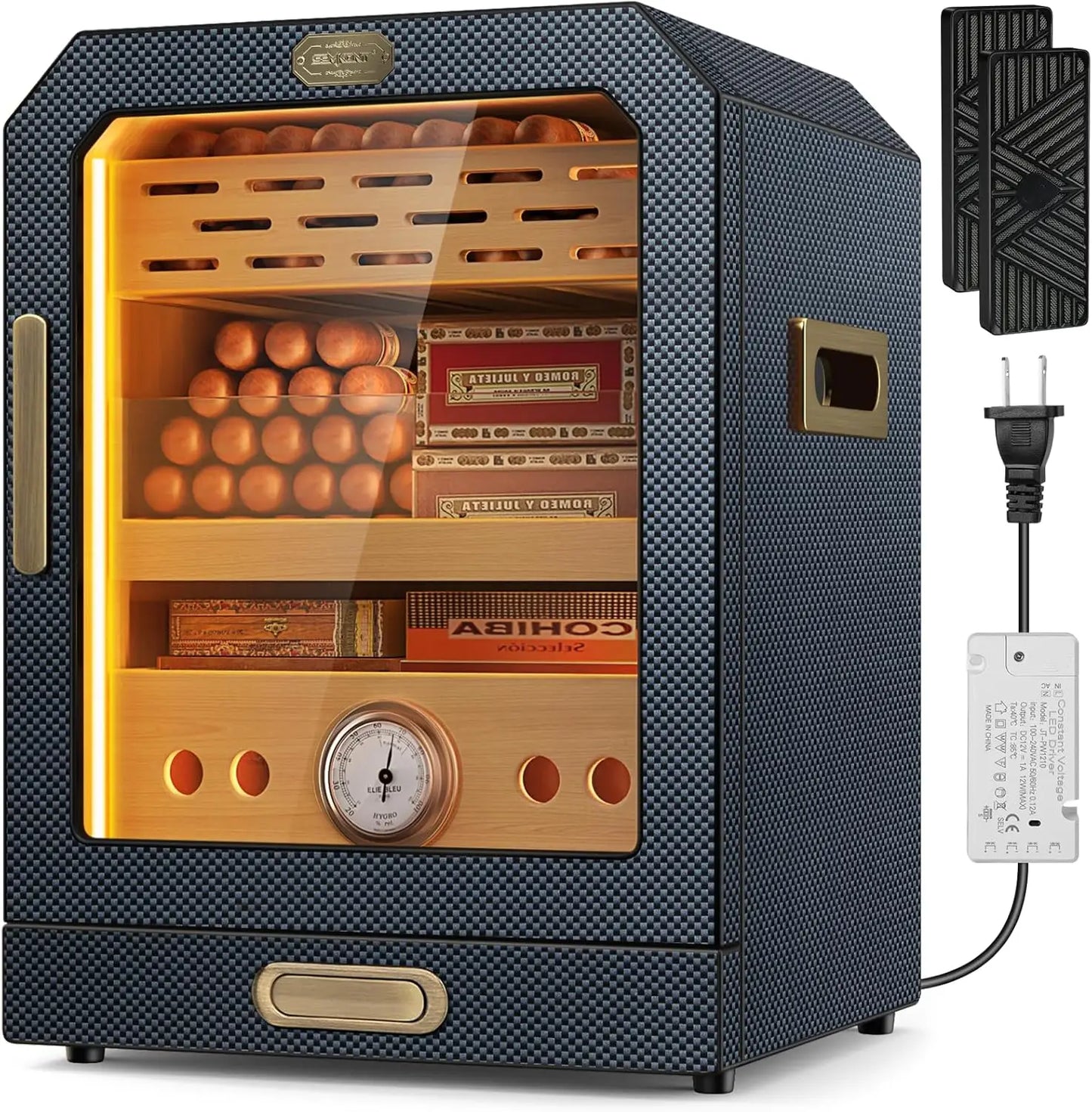 SEMKONT Cigar Humidor Cabinet With Lighted Magnetic Door