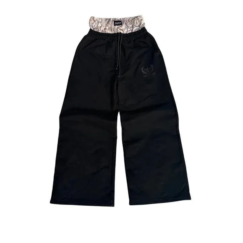 PdmcmsCN Baggy Pants Camouflage Embroidered Wide Leg