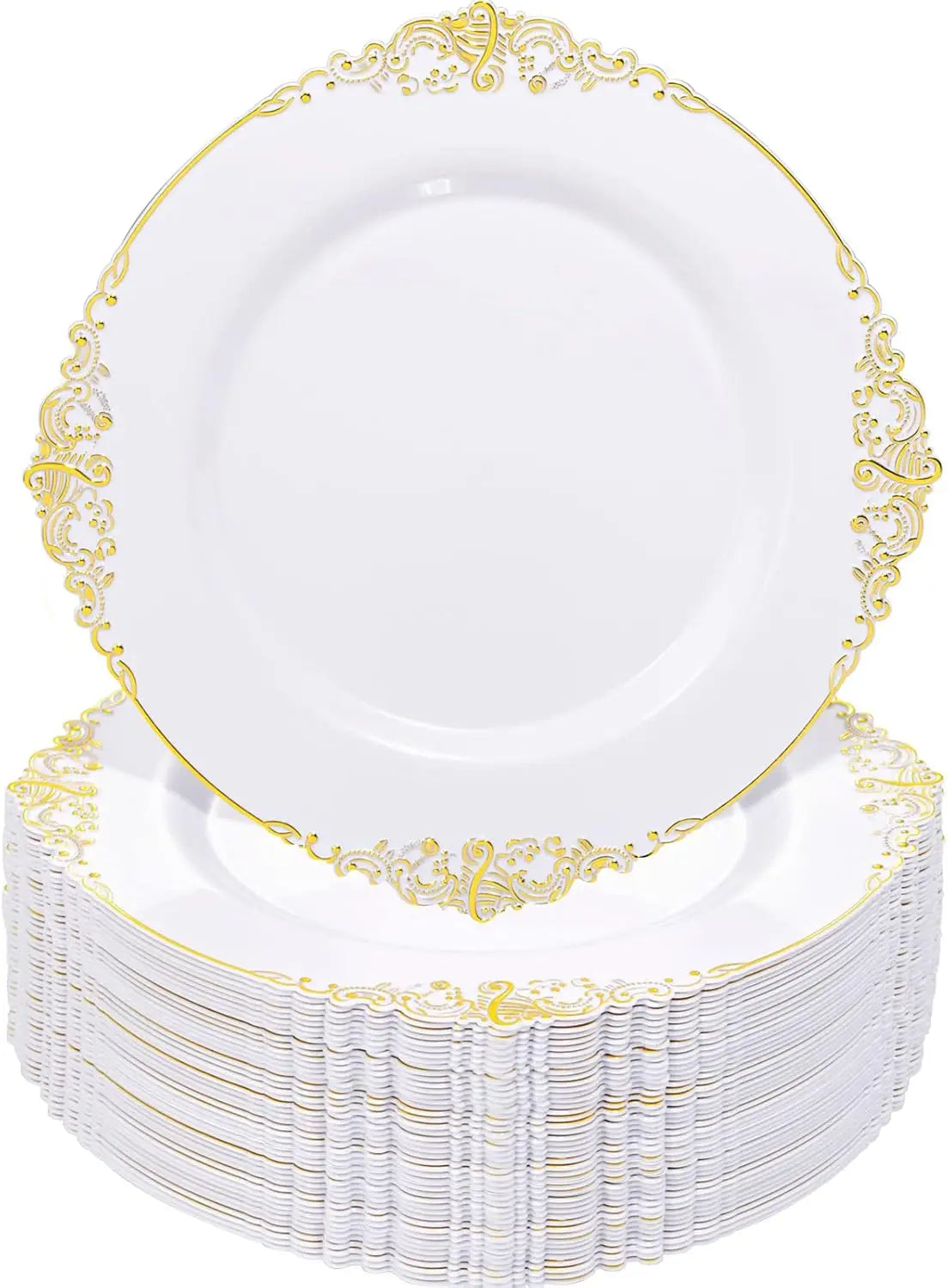 XMSJH Plastic Dinner Plates 100 Pack for Weddings Parties