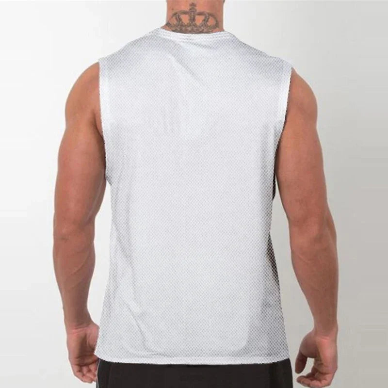 Mens Running Sleeveless Tank Tops Mesh Breathable Quick Dry