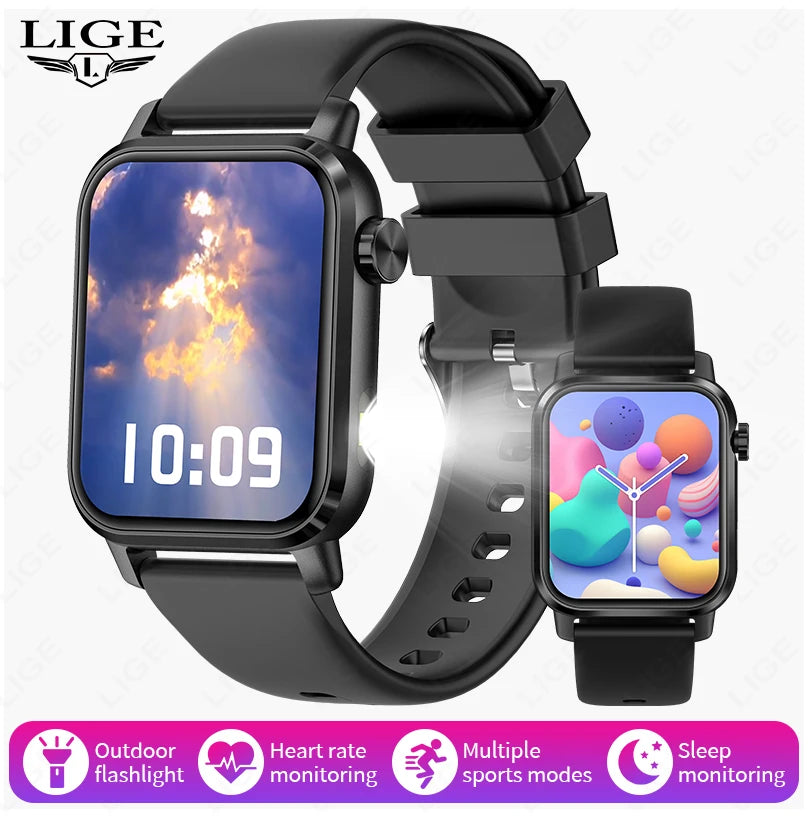 LIGE New Smart Watch 1.85 HD Screen Men Bluetooth 3D Dial