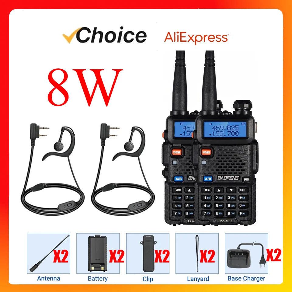 BAOFENG UV5R Dual Band Two Way Radio 5W 2 Pack Portable