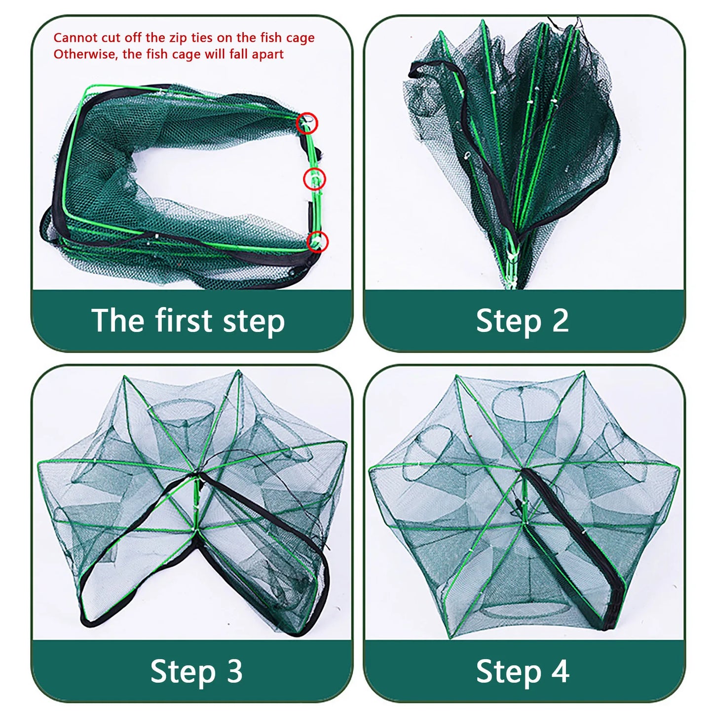 Compact Foldable Lobster Cage Fishing Trap Nylon Net Kit