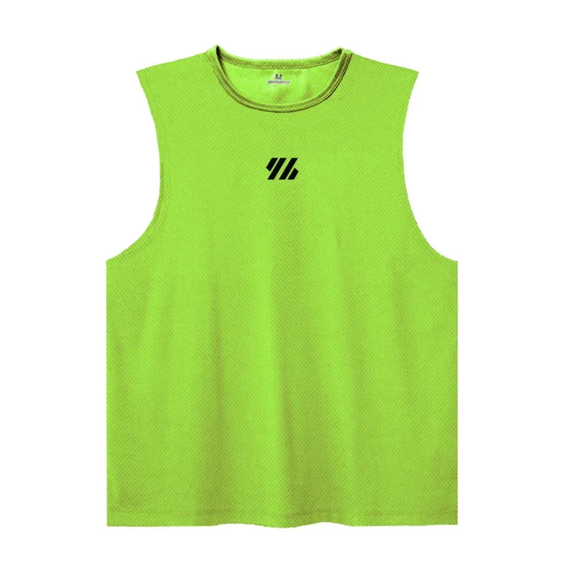 Mens Running Sleeveless Tank Tops Mesh Breathable Quick Dry