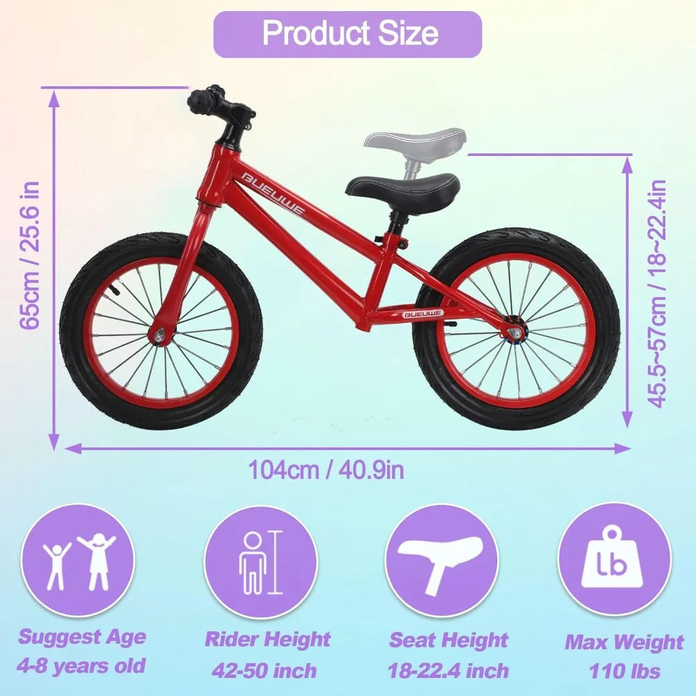 Hign-Concerned Balance Bike No Pedal Adjustable Seat