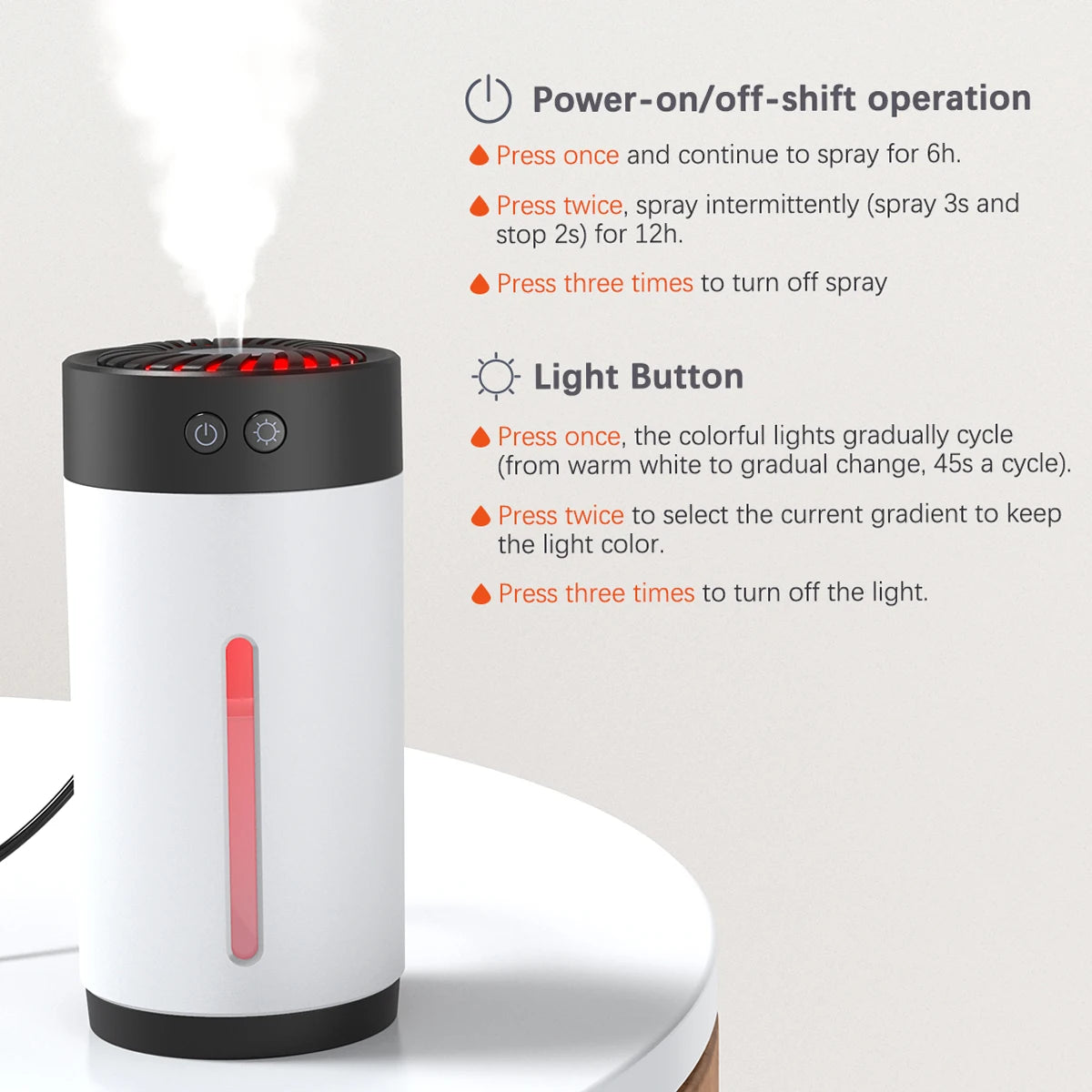 Dodocool 300ml Mini Ultrasonic USB Humidifier 7 Colors Led