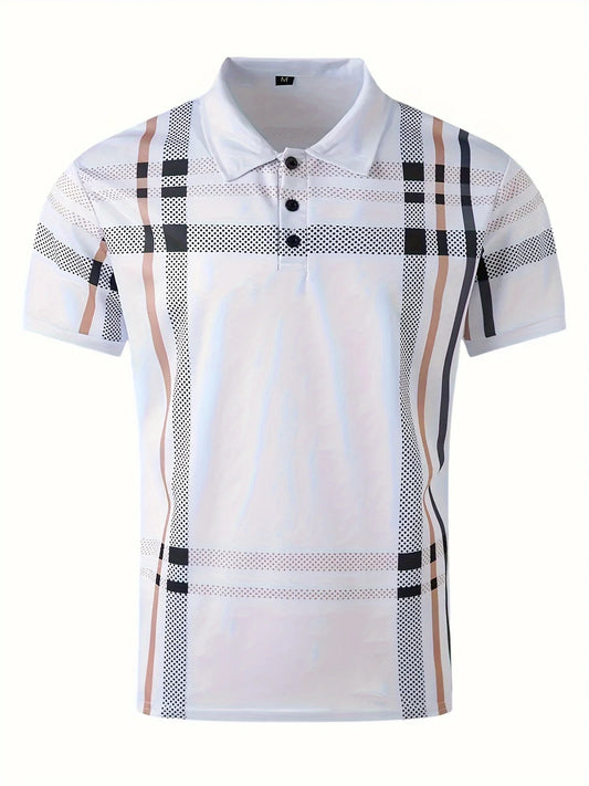 Casual Men Polo Shirt Lapel Short Sleeve Comfort Fit Top