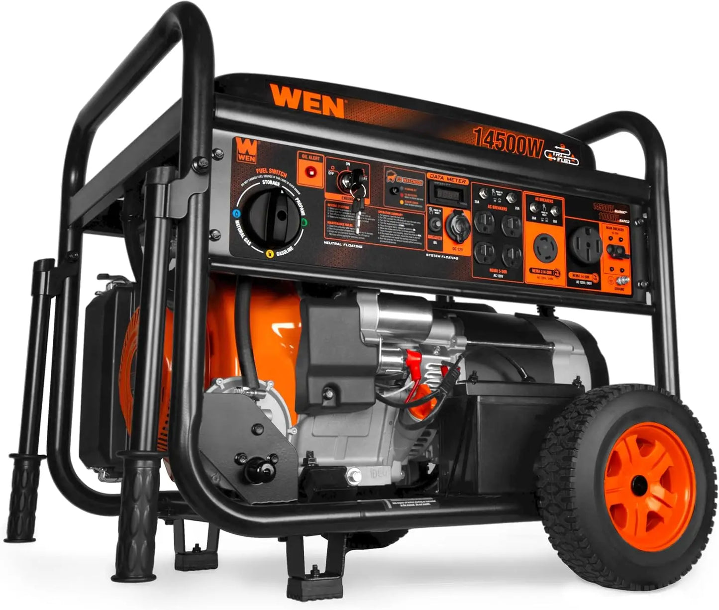 14500 Watt Tri Fuel Generator Wheel Kit Transfer Switch