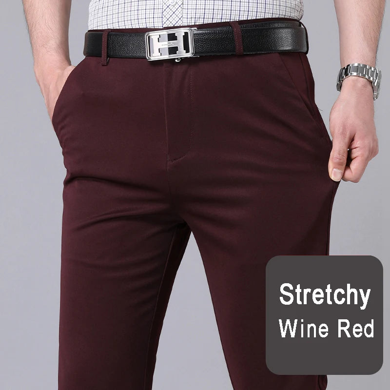 ENWEIGE Men Stretch Solid Black Smart Casual Trousers