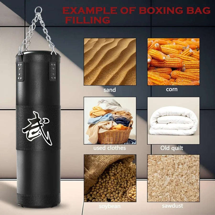SHXIH Heavy Punching Bag Set With 12oz Gloves Home Gym