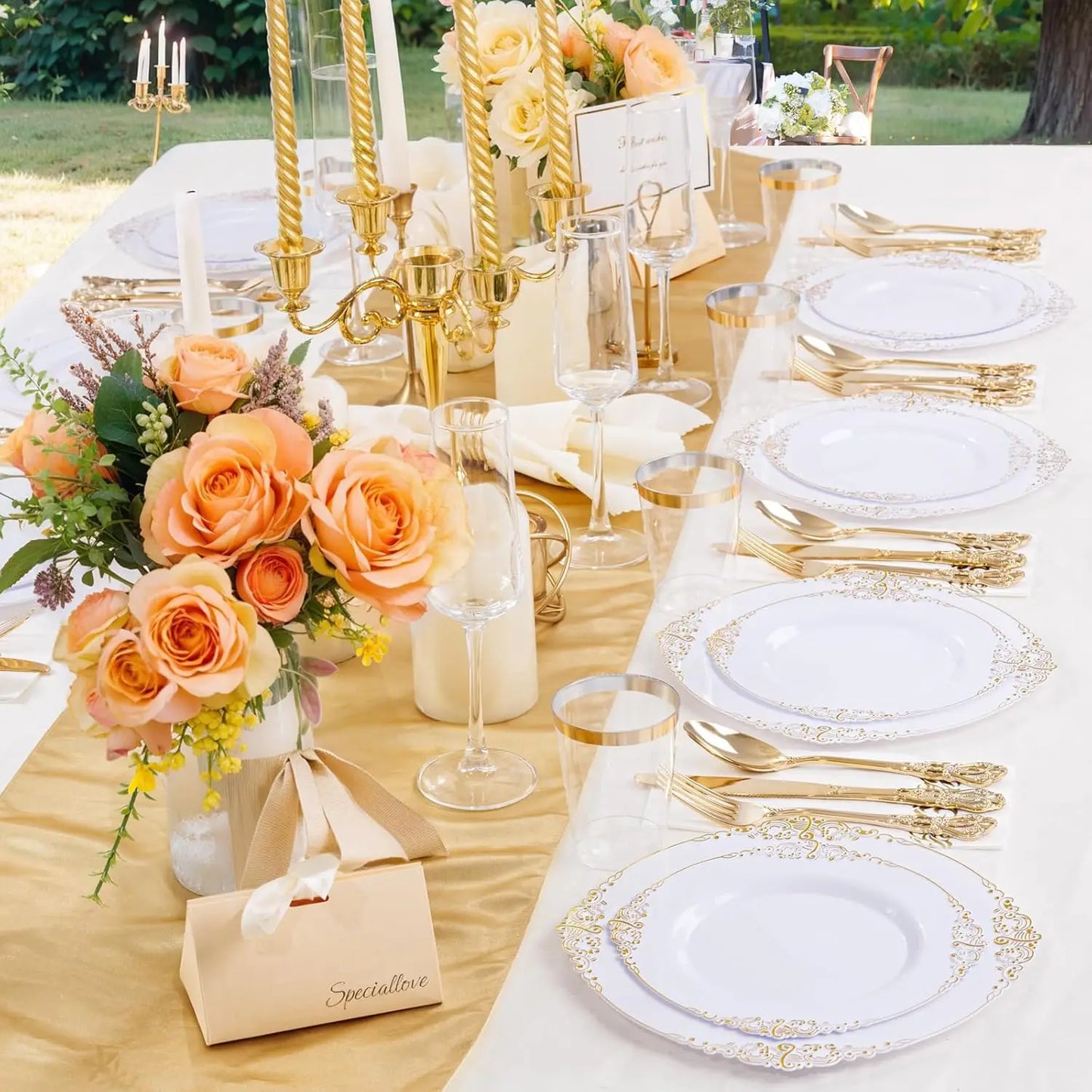 XMSJ Disposable Dinnerware Set 700Pcs for Wedding Reception